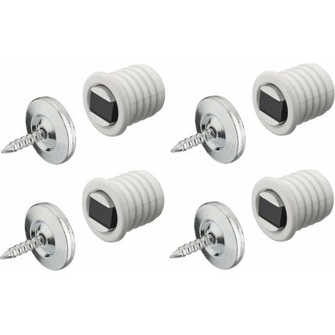 – Lot de 4 loqueteaux magnétiques ronds à visser – Acier blanc – Pour meubles et placards – Installation facile et discrète (1/3)