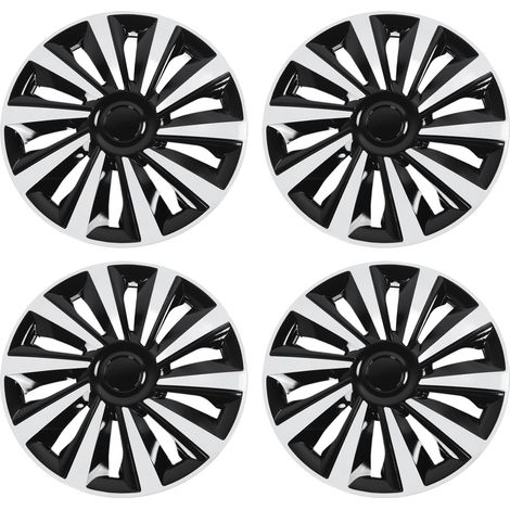 4 pièces 14 pouces capuchon de moyeu de roue Protection complète aspect élégant ajustement universel enjoliveurs de jante pour toutes les roues en acier (1/5)