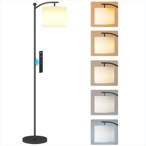 Lampadaire en métal noir avec télécommande et intensité variable (1/5)