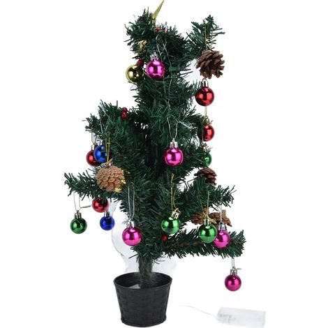 Sapin de Noël de Table Lumineux à LED avec Piles, Arbre Artificiel Miniature pour Décoration de Fêtes