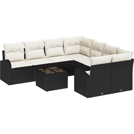 Maison Exclusive - Gartensofa-set Schwarz 55 x 55 x 37 cm Poly-Ra