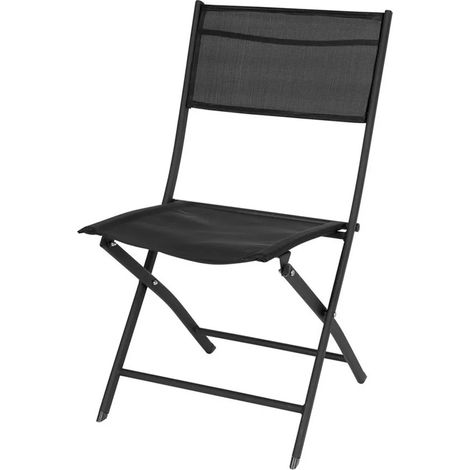 Chaise pliante de balcon et de jardin, noire, dimensions 83 x 55 cm, adaptée aussi pour le camping, pratique et robuste (1/5)