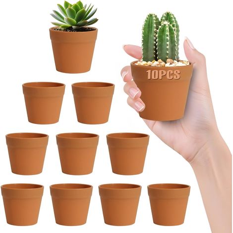 Lot de 10 pots de fleurs en plastique de 7 cm Mini-pots en plastique incassables Pots de fleurs à parois épaisses Mini-pot de fleurs en plastique blanc Pots pour plantes grasses imitation céramique - (1/5)