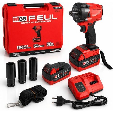 Avvitatore ad impulsi a Batteria 2x88V 5AH 1/2" 350NM 3 Velocità Brushless (1/5)