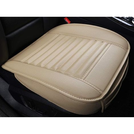 Fundas universales para asientos delanteros de coche, de piel sintética, transpirables, de color carbón de bambú, 52 x 51 cm (2 unidades, beige)