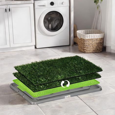 Toilette pour chien gazon artificiel 2 tapis 67 x 41 cm en PE (1/5)