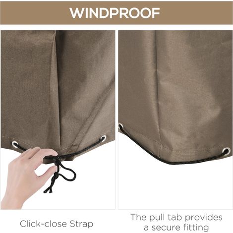 Housse de protection pour mobilier de jardin, imperméable et résistante à l'hiver, bâche Oxford beige 275 x 205 x 90 cm, couverture extérieure avec fixation. (1/5)