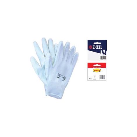 GUANTI DA LAVORO IN POLIESTERE PALMO IN POLIURETANO- - tg.XL misura 10 - 12 blister EXCEL