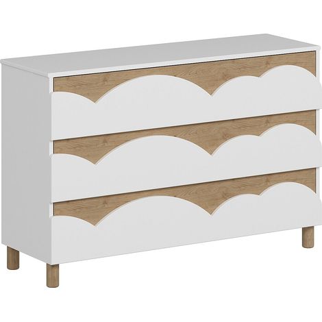 Comò 3 cassetti Bianco e naturale - NUBORELA
