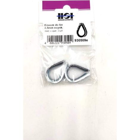 Guardacabos para cuerdas de 3,5 mm, 21 x 13 mm, galvanizados, 2 unidades.