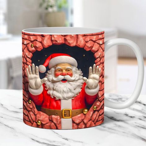Tasse De Noël - Tasse En Céramique Avec Motif Bonhomme De Neige Ou Père Noël - 350 Ml - Pour Café Thé Chocolat Chaud - 1 Pièce (1/5)