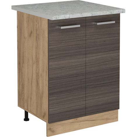 Meuble bas de cuisine R-Line, Gris noble, 60cm PT Marbre, Vicco