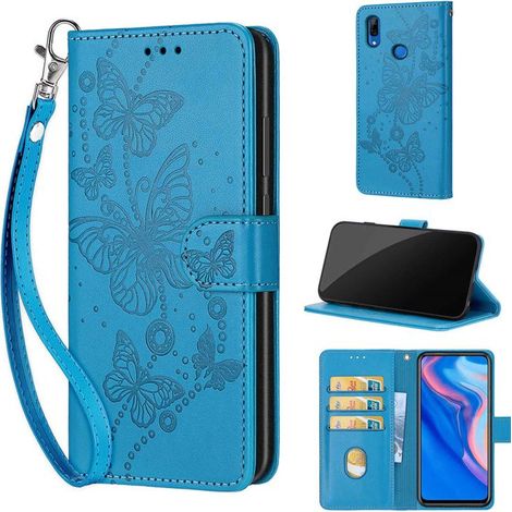 Coque pour Huawei P Smart Z/Y9 Prime 2019 6.59", Housse avec Porte-Cartes et Compartiment à Billets, Magnétique,Papillon bleu (1/5)
