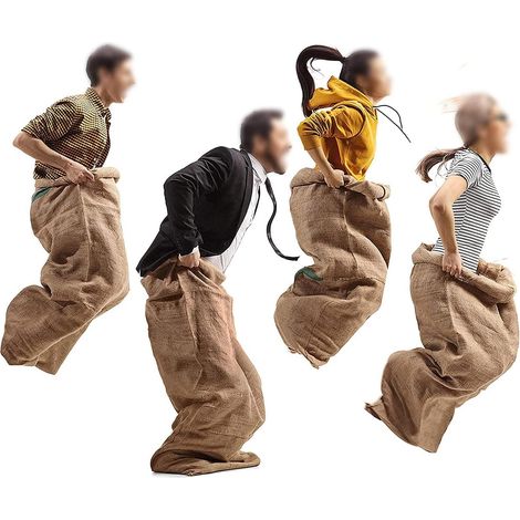 Sacs de course en toile, lot de 4, sacs à patates pour enfants adultes, jeux de course en extérieur jardin fête d'anniversaire, activité familiale. (1/5)