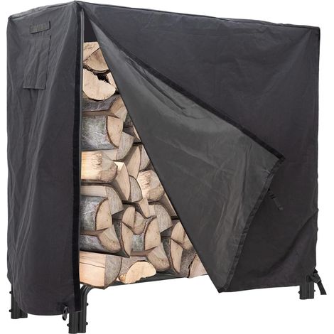 Housse de protection pour bûches de bois de chauffage en tissu Oxford 600D imperméable et résistant aux intempéries - 1,2 m - Noir (1/5)