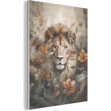 CUADRO ACÚSTICO León - Fauna - Plantas - Naturaleza - Flores Cuadros de Pared 70x100 (1/5)