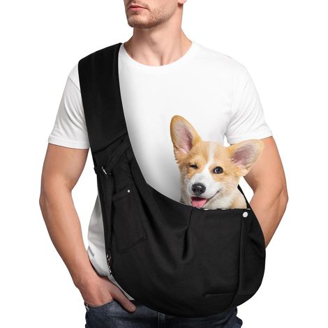 1 Sac Transport Chien Chat, Polyester, Bandoulière 12cm, Poche Rangement, Pour Voyage Métro Extérieur