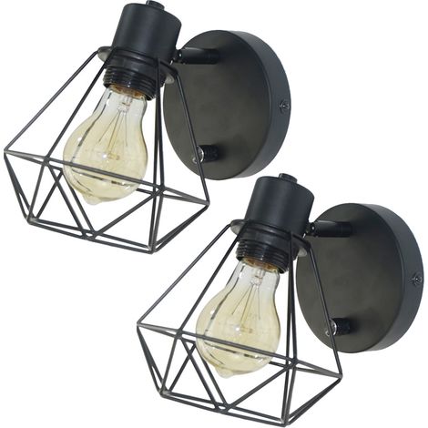 Lot de 2 appliques murales industrielles, lampe murale vintage en métal, luminaires décoratifs à angle réglable, lampe murale E27 (1/5)