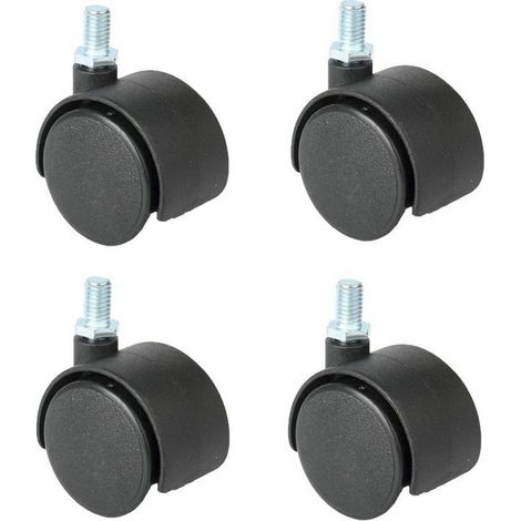UlisemDrehstuhlrolle, 48-mm-Rolle, Ersatz-Lenkrolle, Büro-Lenkrolle, 4er-Pack mit Bremse (Farbe: Schwarz, Größe: 2 Zoll drehbar)