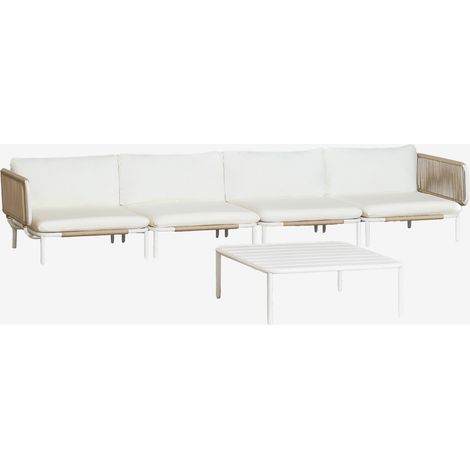 Set da giardino con divano modulare a 4 pezzi con 2 moduli angolari e tavolino in acciaio Roubly SKLUM            