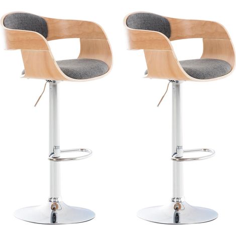 Juego de 2 taburetes de bar de diseño escandinavo en tela gris y estructura de madera clara 100004257 (1/5)