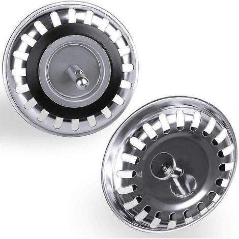 Bouchon de bonde d'évier de cuisine, bouchon de bonde d'évier en acier inoxydable, protection de bonde standard pour cuisine/salle de bain, diamètre : 79 mm (2 pièces) (1/4)