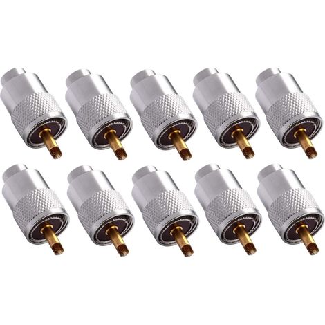 CâBles Coaxiaux UHF/PL-259 Connecteur Coaxial à Souder MâLe avec RéDucteur pour Antenne Radio CB 10Pcs (1/5)