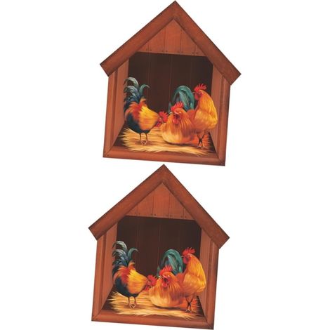 2 Pièces Sticker poussin peint stickers muraux animaux stickers muraux mignons etiquette autocollante autocollants amovibles sticker mural salon lettre Coq animal (1/5)