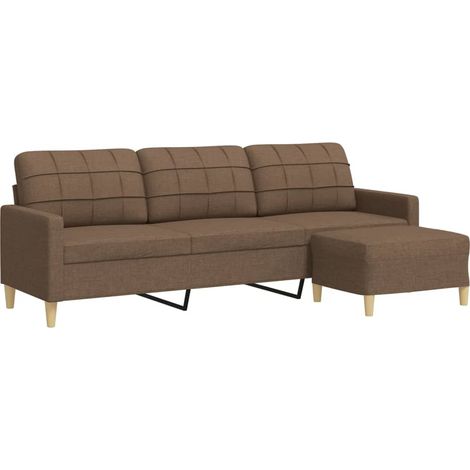 Canapé à 3 places,Sofa pour Salon,Banquette avec repose-pieds Marron 210 cm Tissu CFW399684 (1/5)