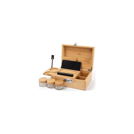 1 Aufbewahrungsbox, Massivholz, Zahlenschloss, herausnehmbarer Einsatz, braun, für Büro oder Schlafzimmer (1/5)