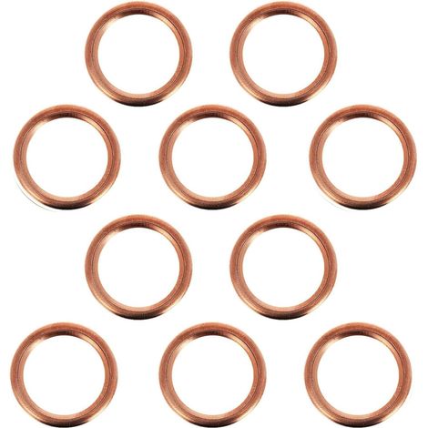 10 Pièces Joint Vidange Bouchon Voiture, 16 x 22 x 2mm Joint Cuivre Vidange Rondelle Plate pour Citroën Peugeot Renault MINI Dacia C3 C4 C5 Jumper Picasso DS5 Berlingo Duster 306 307
