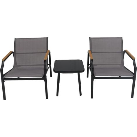 3 teiliges terrassenset mit stuhlen und tisch - metallrahmen