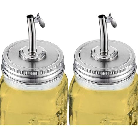 Lot de 2 couvercles bec verseur pour bocaux Mason, compatibles avec les bocaux Mason. (1/3)