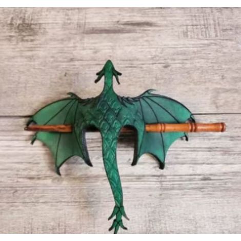 New Medieval dragon hairpin, a retro-style updo hair accessory in emerald green.