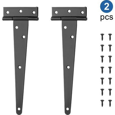 (Noir 223 mm) 2 charnières de porte de grange en fer noir en forme de T, style rustique, pour meubles, placards de cuisine en bois, armoires, clôtures (1/5)