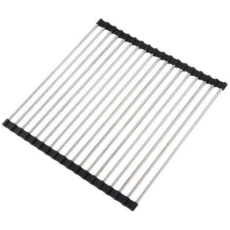 BUNTHAUS PA Égouttoir à vaisselle de cuisine, égouttoir à vaisselle pliable, égouttoir à vaisselle de cuisine en acier inoxydable, égouttoir à vaisselle de comptoir pour évier, tapis égouttoir à vaiss (1/4)
