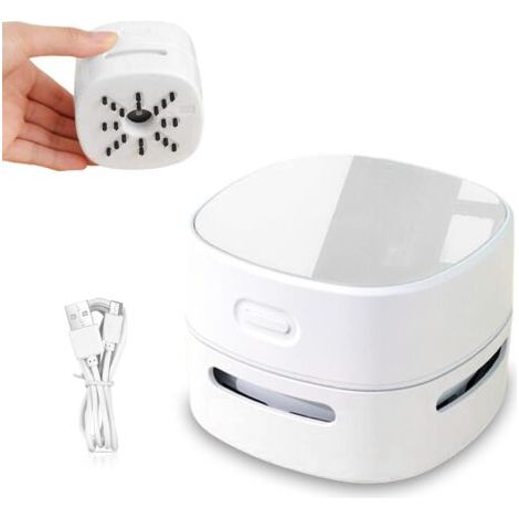 Sollbry Mini Aspirateur de Table sans Fil Aspirateur de Bureau USB Rechargeable Rotation à 360°, Mini Aspirateurs à Main pour Table Bureau Coussin Voiture Clavier (Blanc) (1/5)