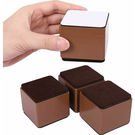 5cm Furniture Risers, 6cm Long Bed Risers, Can Lift 5cm for Sofa, Bed and Wardrobe, Square Brown (1/5)