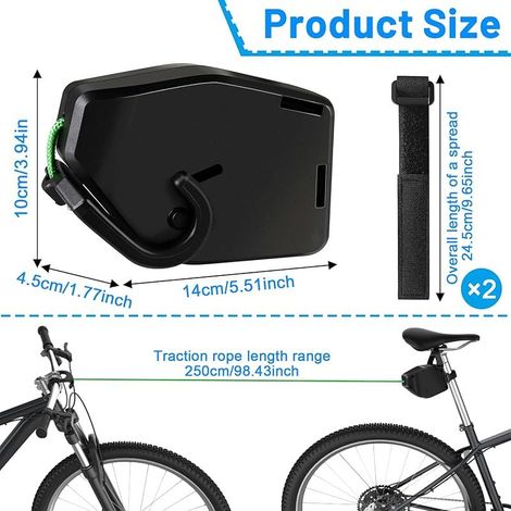 Barre Traction Velo Enfant,2.5M Corde de remorquage de vélo rétractable,Corde de remorquage pour vélo pour Enfants,Corde de Traction pour VTT,Capacité de Charge 225 kg 500 LB (1/4)