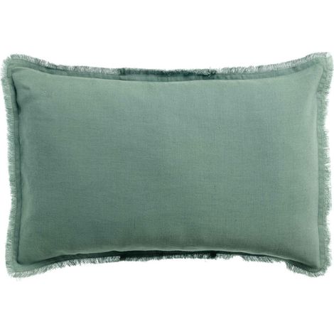 Coussin Rectangulaire Uni en Lin et Coton Mélangé, Décoration Salon, Bleu Prusse, 30 x 50 cm - PANGIVO