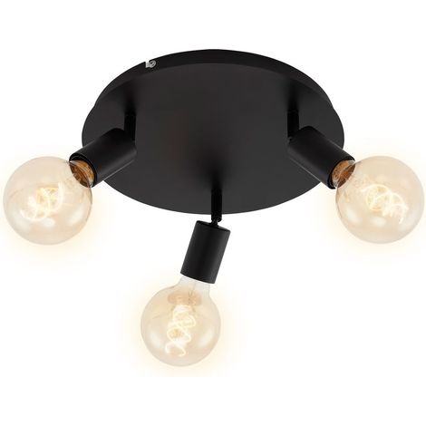 Deckenleuchte Deckenlampe schwenkbar drehbar 3xE27 60W schwarz Metall Briloner