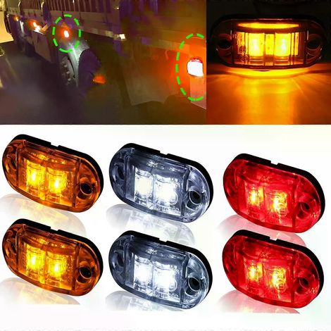 Lot de 2 ou 4 feux de gabarit latéraux à LED 12 V/24 V pour remorques, camions et caravanes. Couleurs : ambre, rouge et blanc. (1/5)