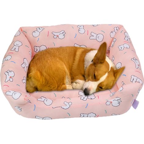 1 lit rafraîchissant pour chien et chat, en soie glacée respirante, fond antidérapant, 45 cm x 35 cm, motifs ours (1/5)