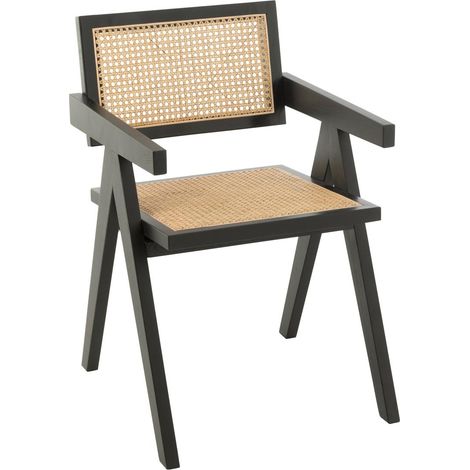 Chaise Cannage en Bois "Grid" 80cm Noir