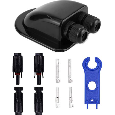 Passe-toit Solaire Presse-étoupe D'entrée de Câble Double Passe câble en ABS Résistant aux Intempéries pour Caravane Bateau Camping Car (Noir) (1/5)