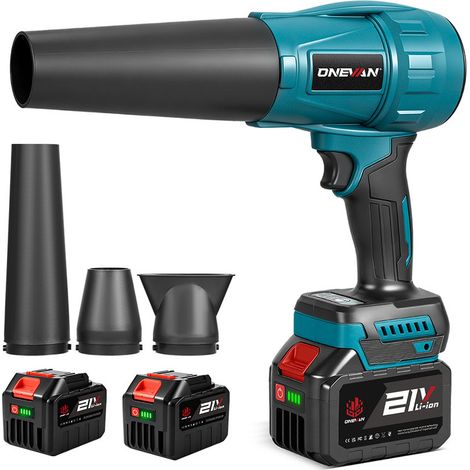 Akku-Laubbläser 720 W, 300 m/s, 3 Geschwindigkeitsstufen mit 4 Düsen – 2 x 5,5-Ah-Akkus und Ladegerät (1/5)