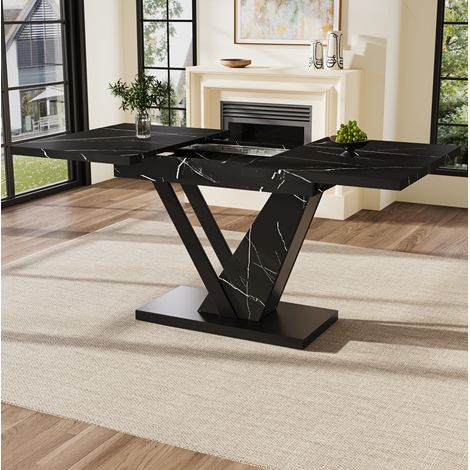 Table extensible 120-160 cm effet marbre noir HAVRYA (1/5)