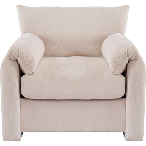 ELVMI Sessel mit Gepolsterten Armlehnen und Breiter Sitzfläche, Ergonomisches Design, aus Chenille, Beige 96 x 82 x 84 cm (1/5)
