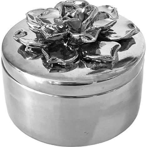 Boite fleur argentée en céramique (1/3)