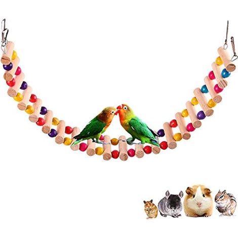 Échelle pour animal de compagnie, perchoir en bois pour perroquet, échelles d'escalade suspendues, balançoire, accessoires pour cage à oiseaux (couleur aléatoire) (1/5)